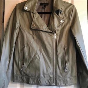 FOREVER 21 Grey Faux Leather Moto Jacket